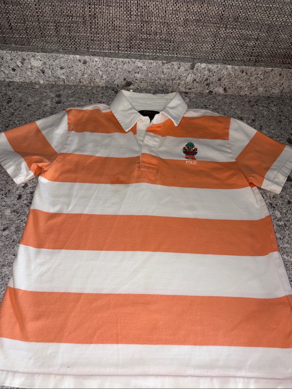 Polo by Ralph Lauren Creamsicle Orange and White Striped Kids Polo